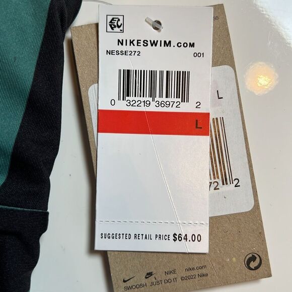 NIKE Women’s Statement Stripe V NECK Midkini BIKINI TOP - Picture 10 of 10